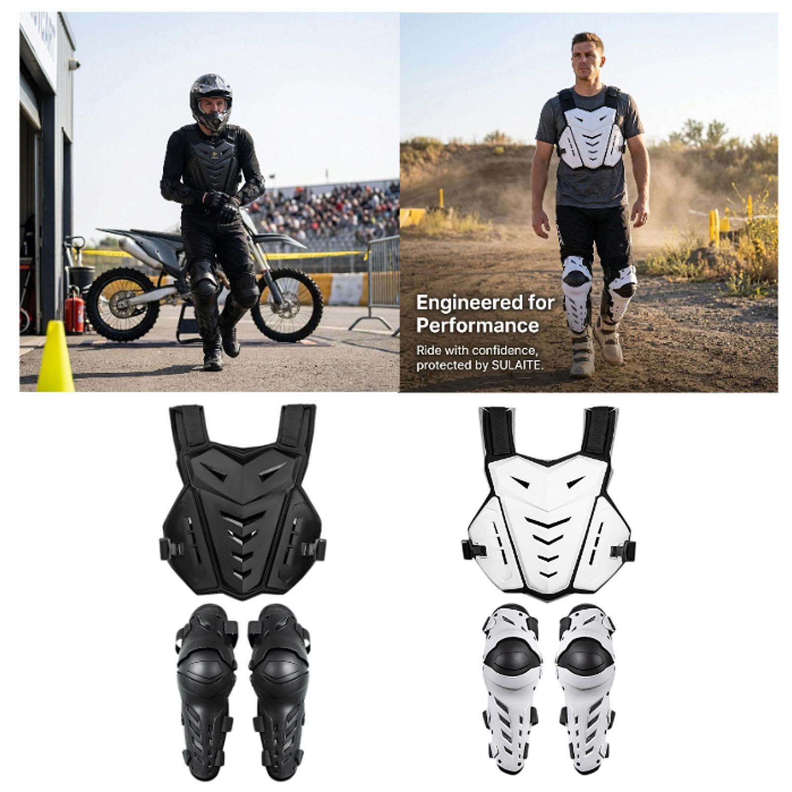 Motorcycle Gear Vest - Protection Thoracique Moto, Genouillères Ergonomiques Respirantes,