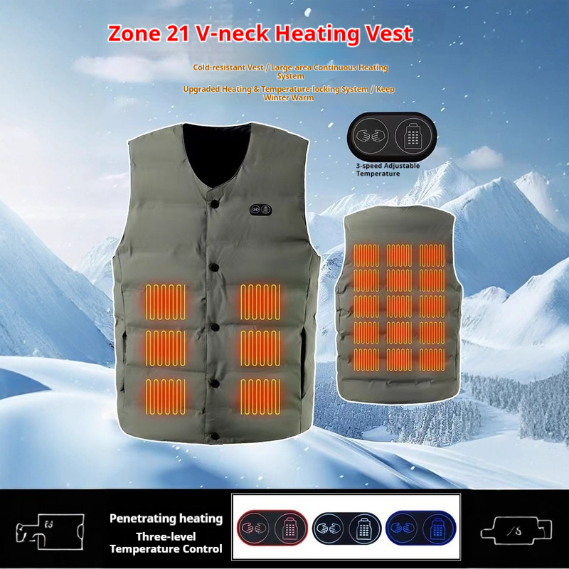 Motorcycle Gear Vest - Gilet chauffant à col en v,
