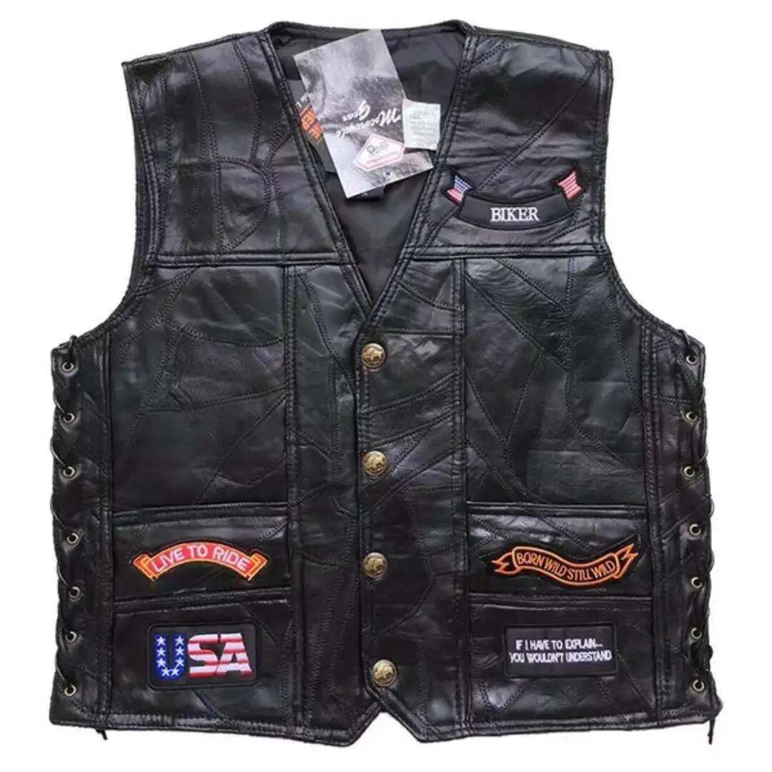 Harley-Camisole brodée en cuir - Motorcycle Gear Vest avis et prix